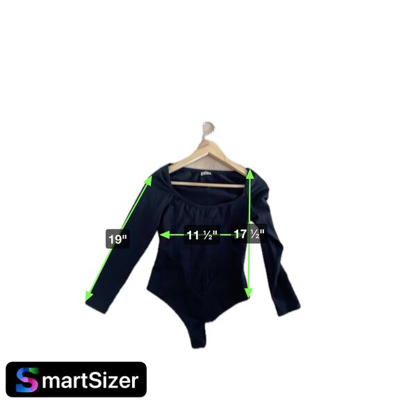 Free People Intimately Corset Style Thong Long Sleeve Black Bodysuit Small - Picture 5 of 5